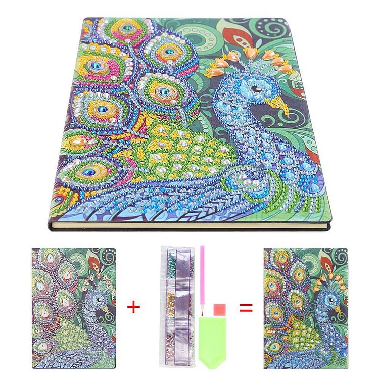 DIY Peafowl Special Shaped Diamond Painting 50 Pages A5 Students Sketchbook