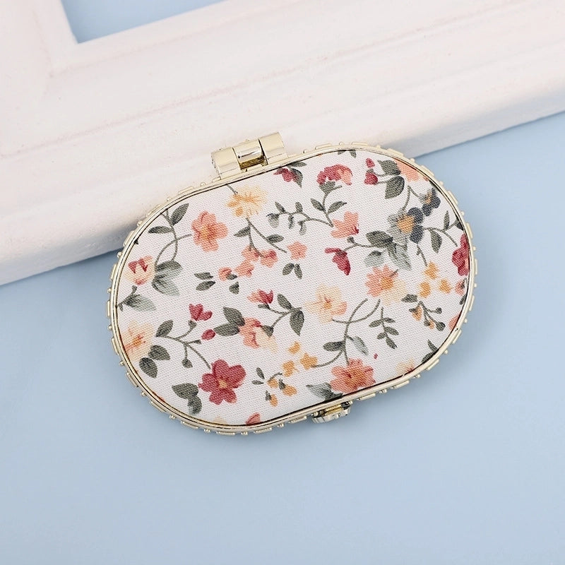 Fashion Artistic Retro Cloth Printing Double-sided Portable Mini Makeup Mirror