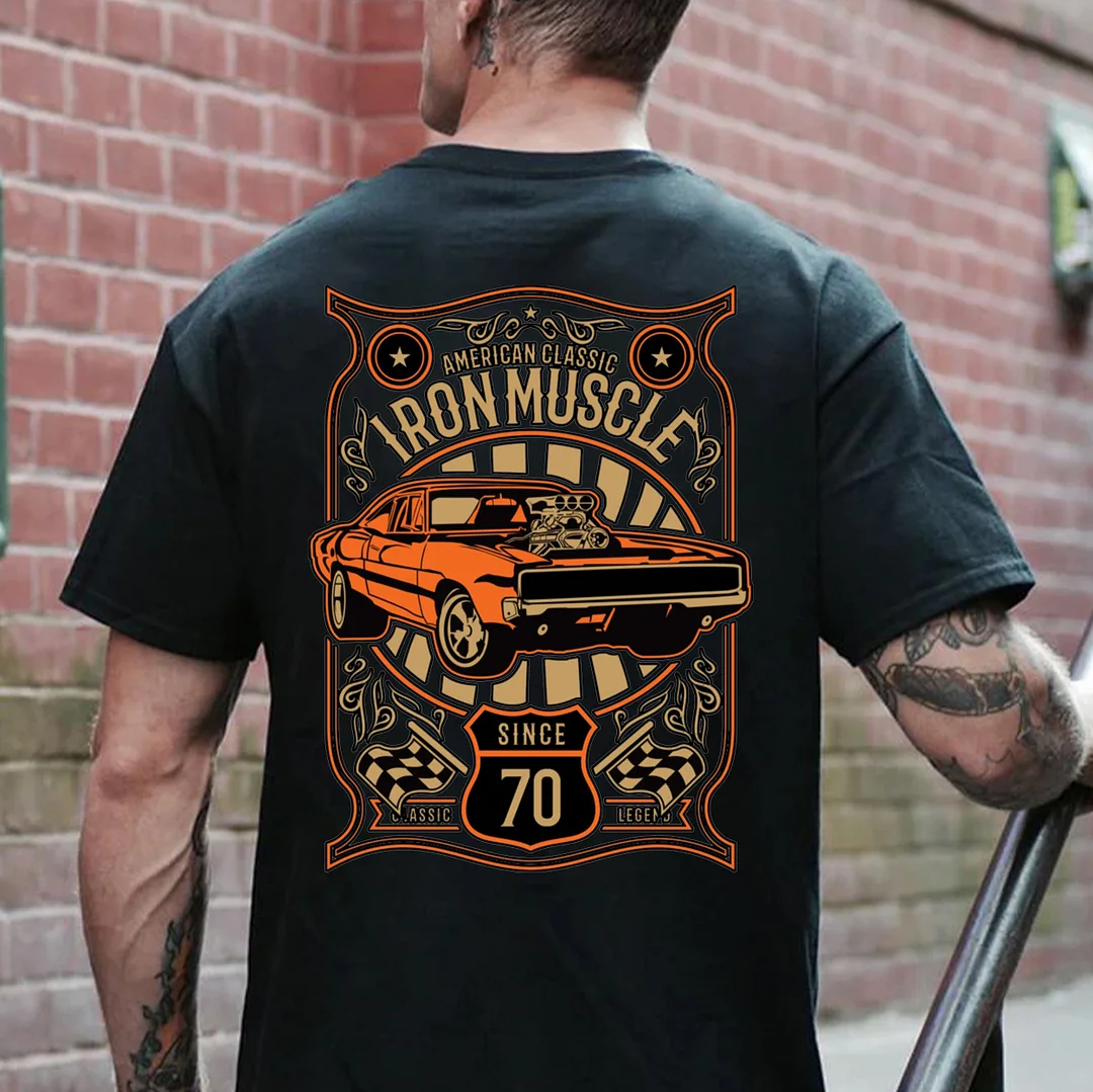 IRON MUSCLE Classic Car Print Men's T-shirt