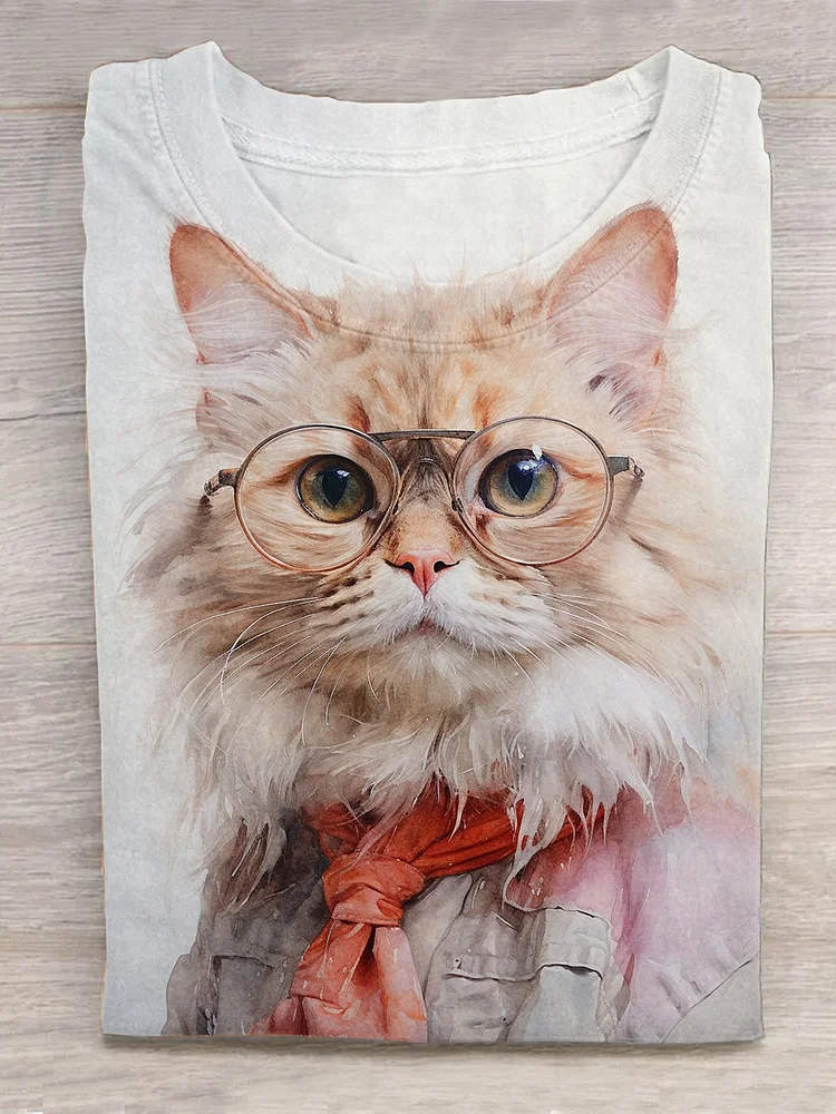 Funny Cute Cat Art Design T-shirt