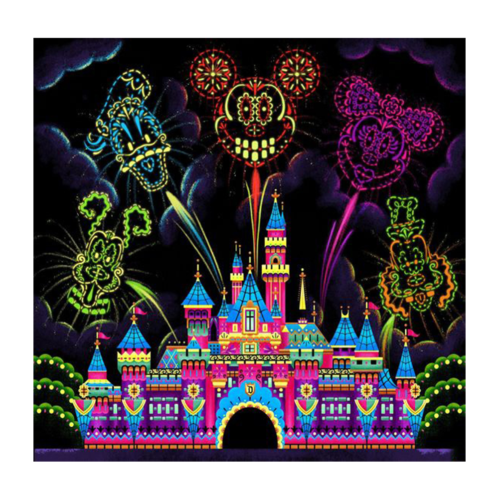 

40*40CM - Round Drill Diamond Painting - Castle Fireworks, 501 Original