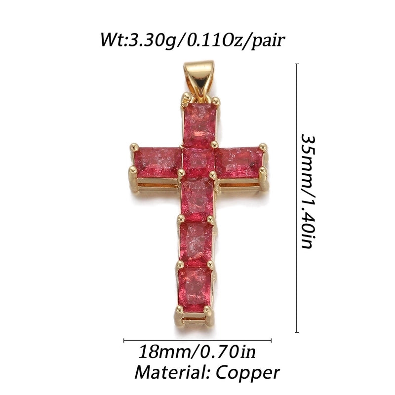 1 Piece Copper Zircon Cross Pendant