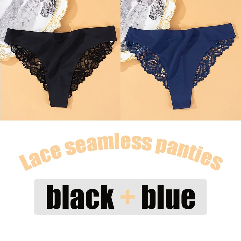 2PCS/Set Lace Panties Seamless Women's Underwear Soft Sexy Lingerie Intimate Hollow Out Underpants Comfortable Female Underwear