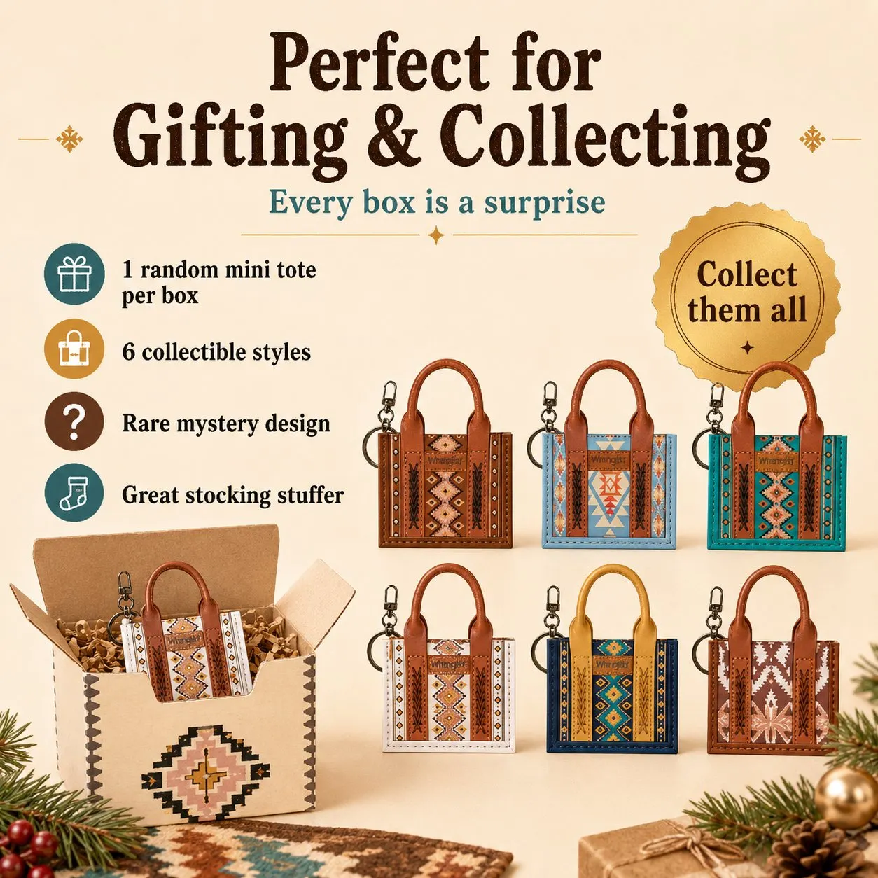 Southwestern mini tote sealed blind box packaging and retail display box