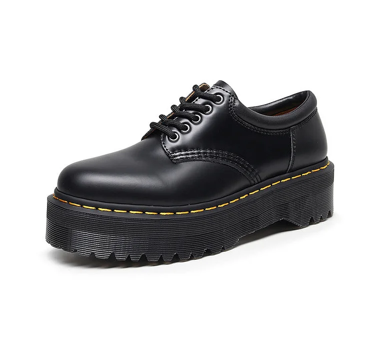 Women's Platform Low-cut British Style Height Increasing Leather Shoes