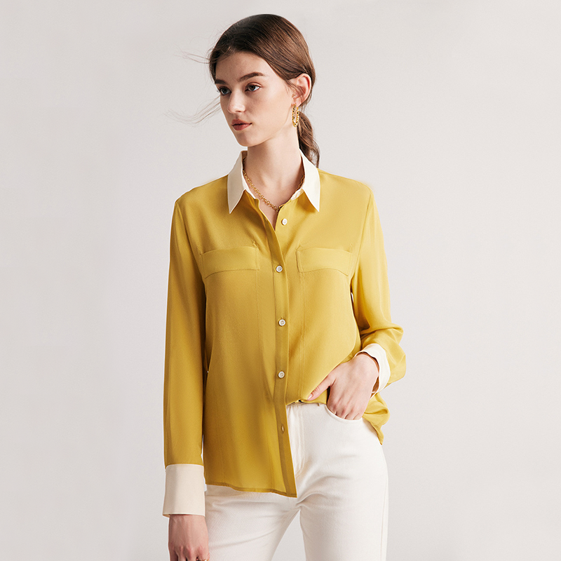 Contrast Color Women's Silk Shirt REAL SILK LIFE