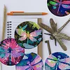 8PCS Wooden Diamond Painting Art Coaster Kit with Holder (Dazzling Dragonfly)