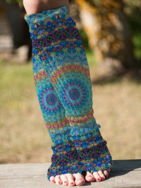 vintage print knitted boots cuffs leg warmer