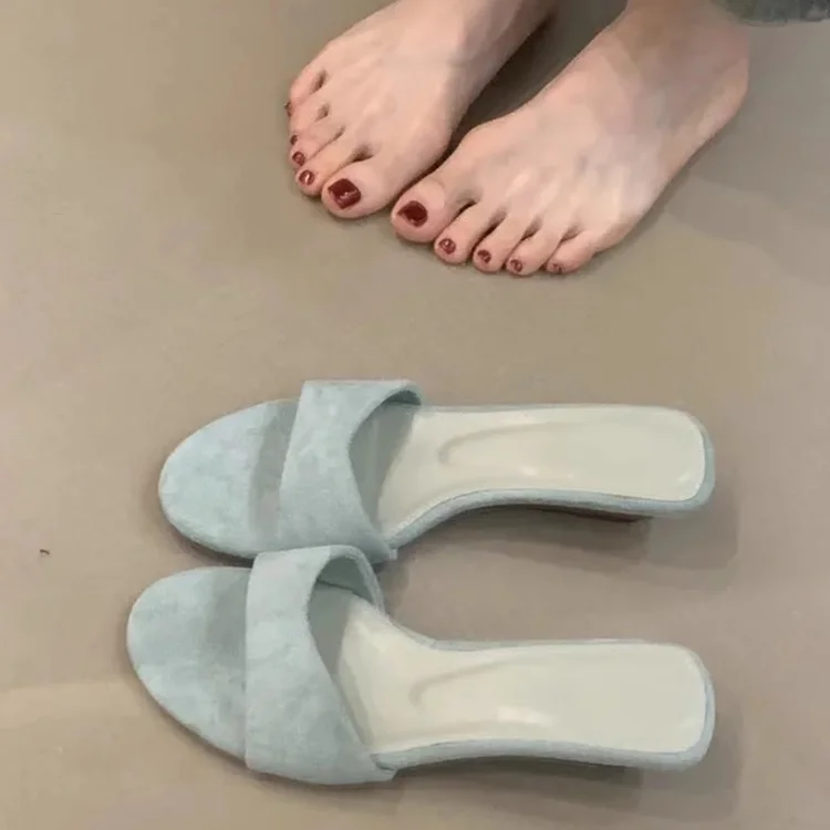 Breakj Breakj Velvet Noodles Small Slope And Dew Slippery Slippers Women Wear Comfortable Soft Soles Pedal Cool Slippers