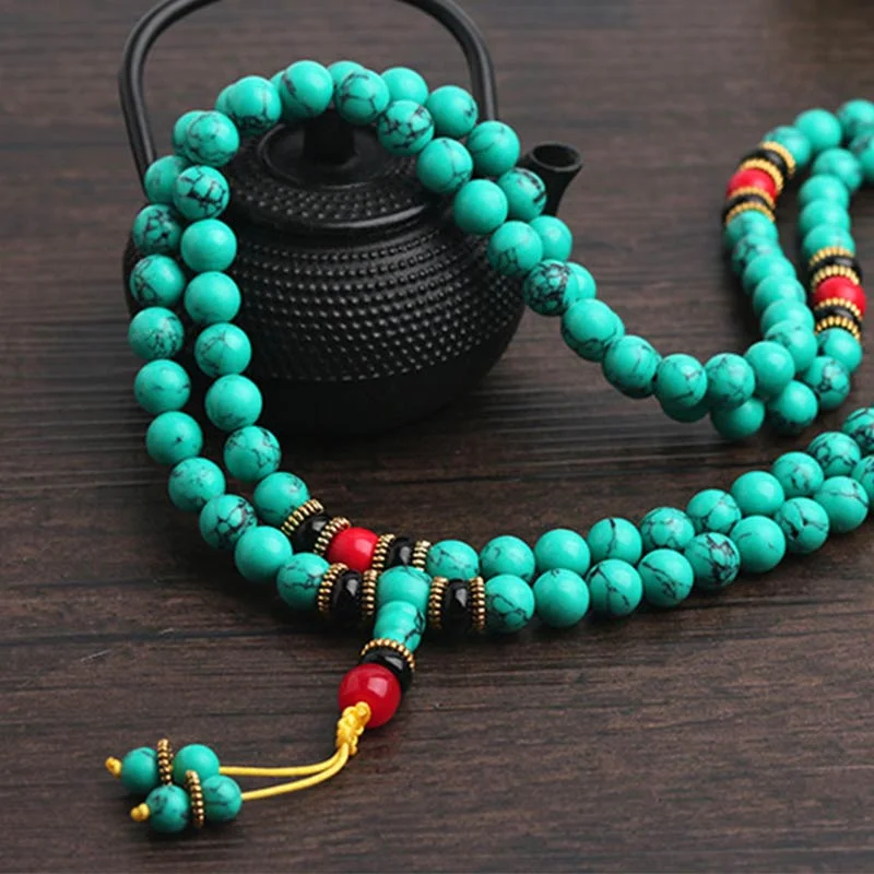 Tibetan Turquoise Healing Necklace Mala