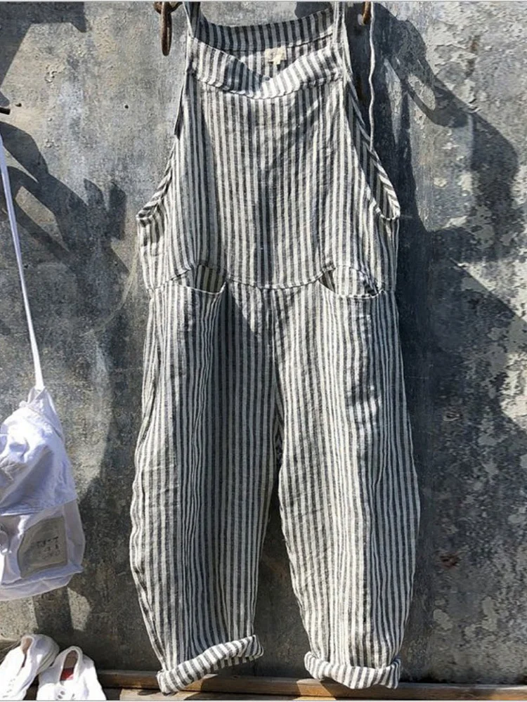 Stripe Front Pockets Wide Leg Jumpsuit shopify Stunahome.com