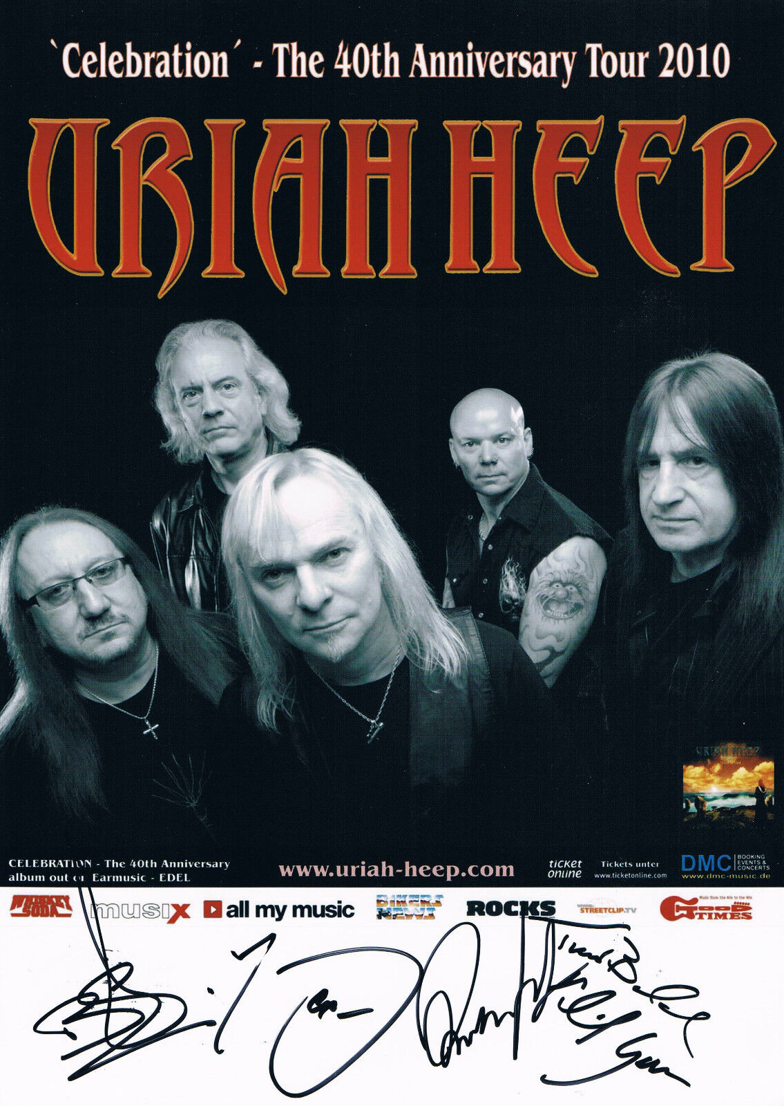 Uriah Heep genuine autographs 8x11