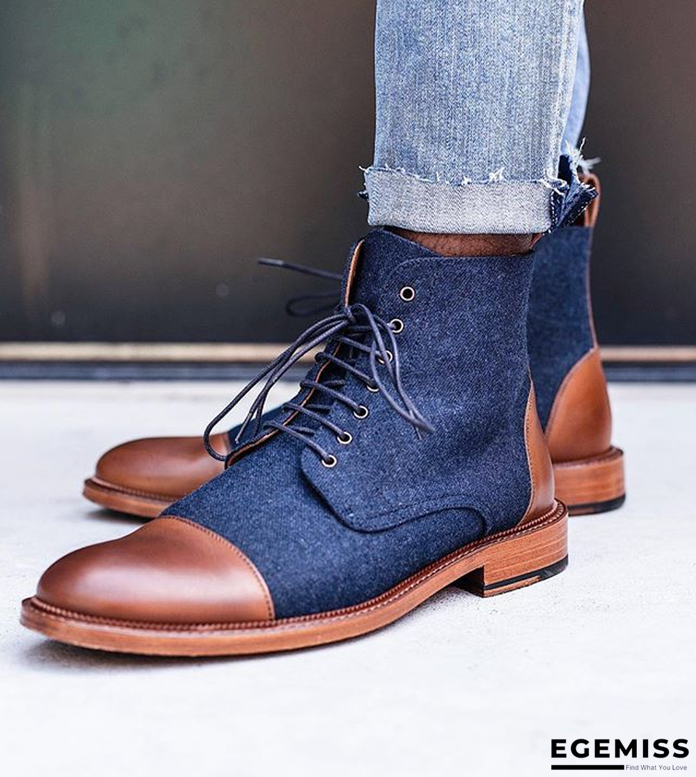 Handmade Color Stitching Suede Ankle Boots | EGEMISS