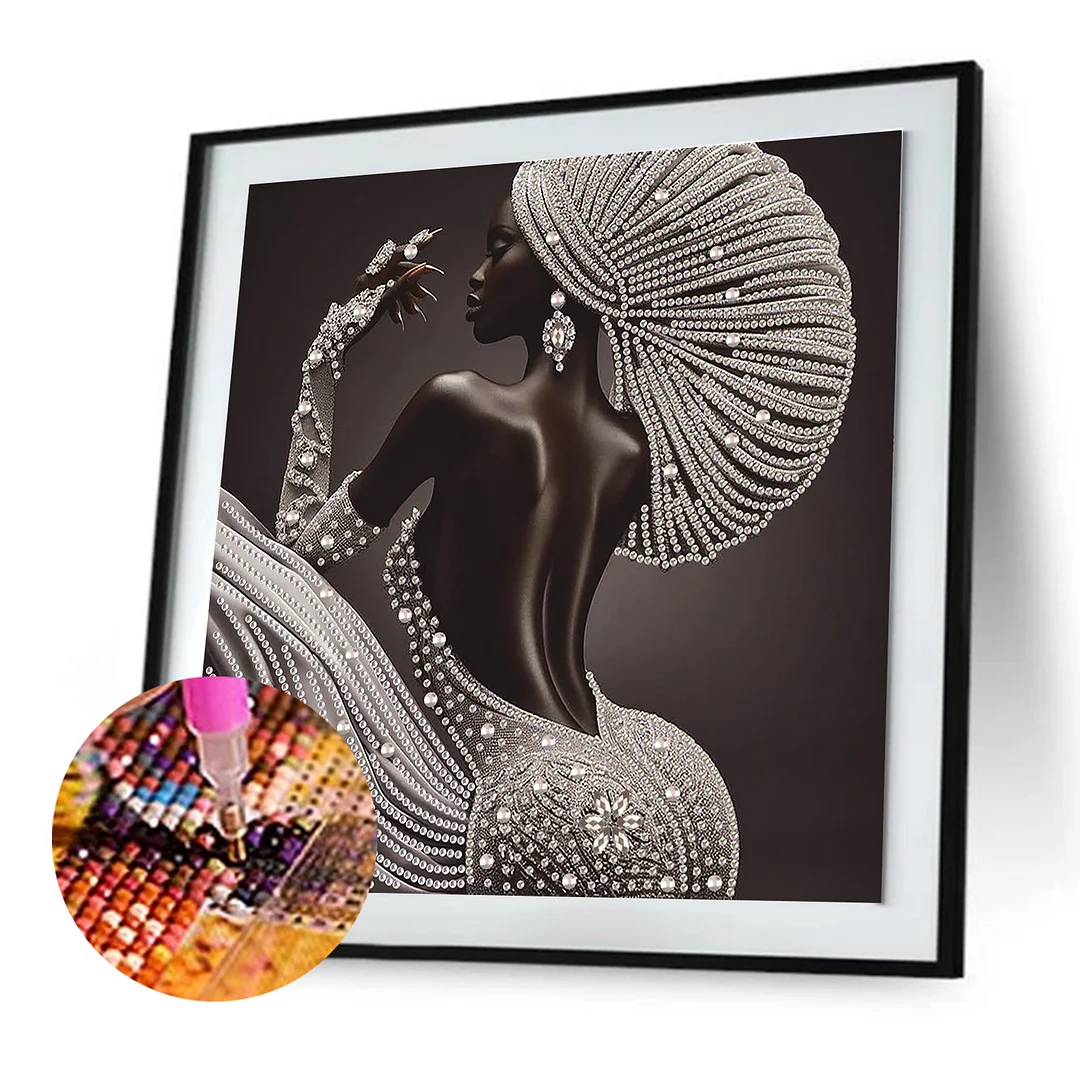 Diamond Painting - Partial Special Shaped Drill - Silver Crown Lady(Canvas|30x30cm)