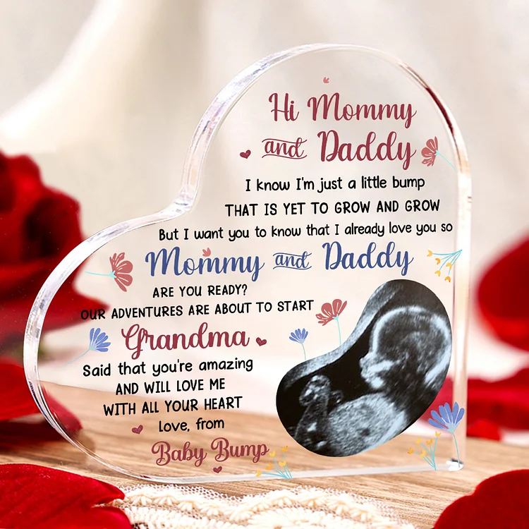Personalized Photo Acrylic Heart Keepsake Ornaments Gifts for Mummy/Mommy/Daddy -  I Know I'm Just a Little Bump That Is Yet to Grow and Grow