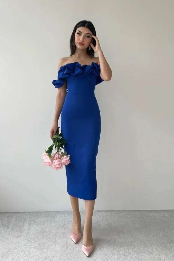 Miabel Royal Blue Strapless Off-The-Shoulder Prom Dress 