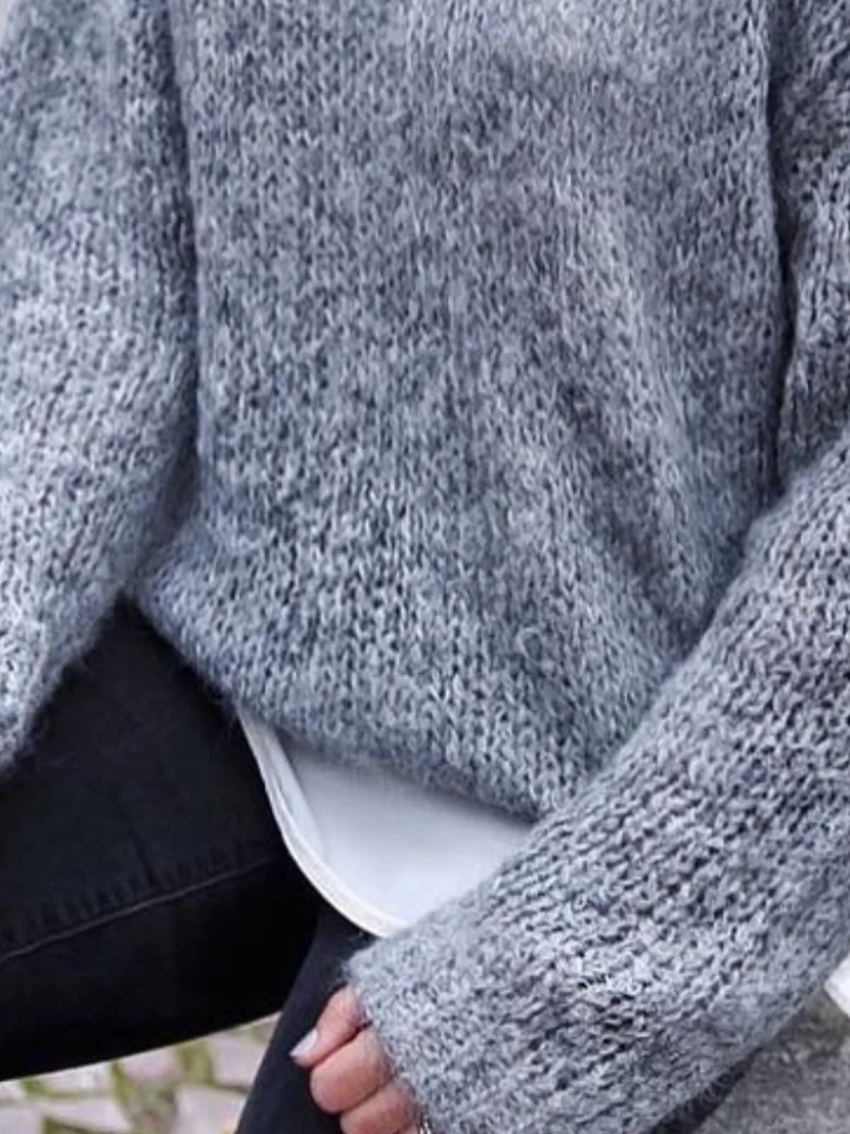 Casual Autumn Cotton Natural Mid-weight Daily Long sleeve Crew Neck Sweater for Women