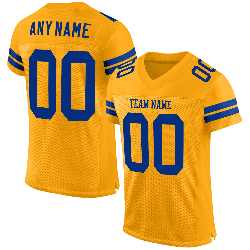 Custom Gold Royal Mesh Authentic Football Jersey | captainssportss.com