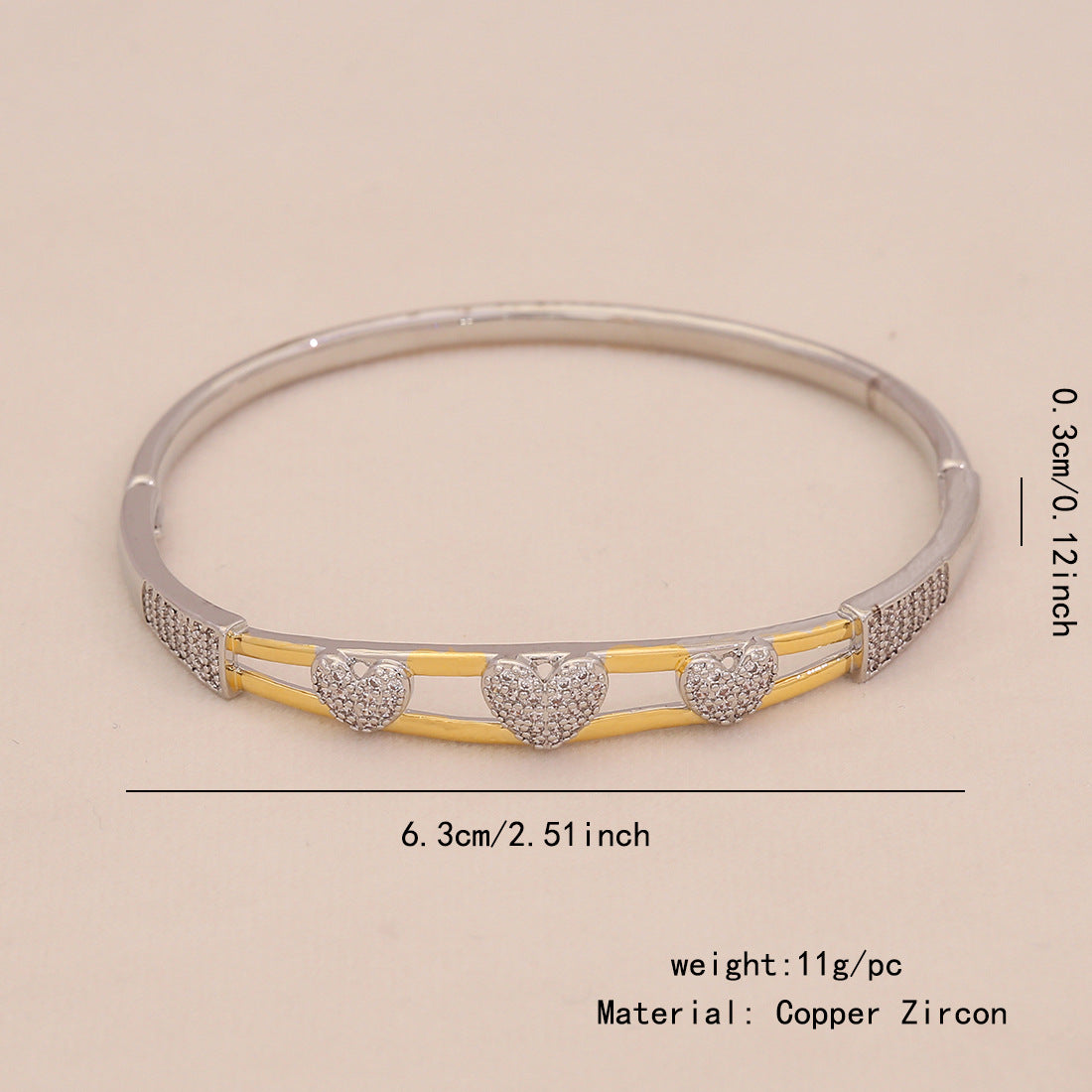 Gold Heart Bracelet Snake-Shaped Leopard Head Copper Micro-Inlaid Bracelet Exclusive For B636