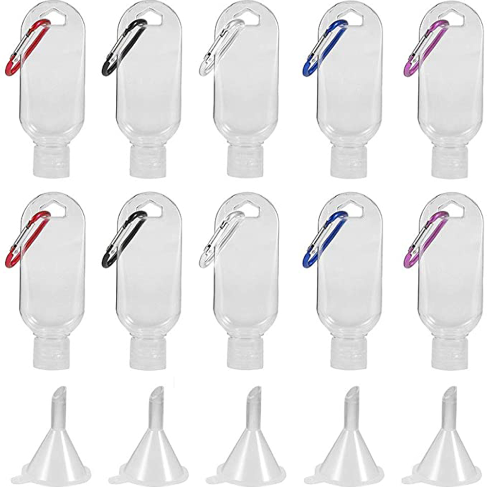 

10x 50ml Outdoor Refillable Leakproof Bottles+5x Funnels Kit with Keychain, 501 Original