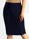 Stylish High-Waisted Knee-Length Pocket Skirt - Flattering Tie-Front Design, Casual Comfortable Wear, Women's Fashion Clothing with Pockets for Daily Life