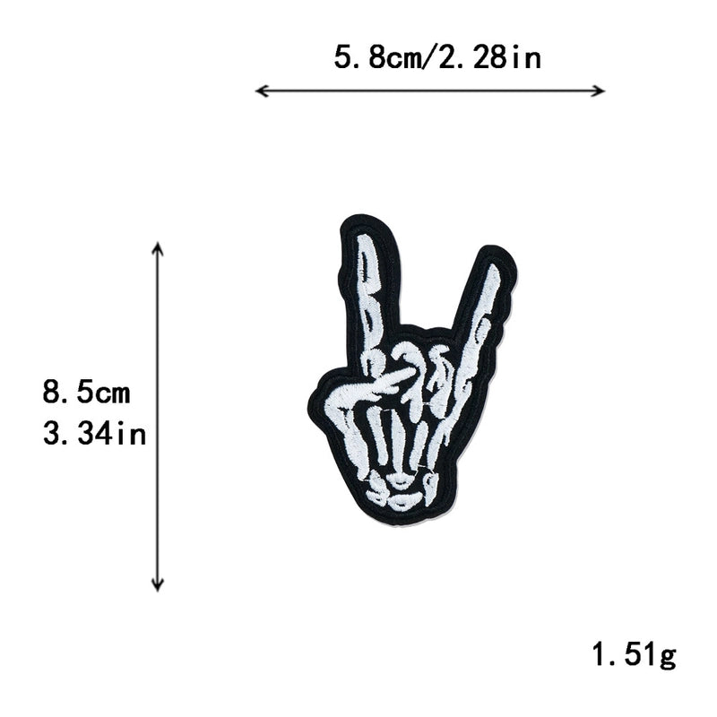 5 Pieces Factory In Stock Halloween Skull Finger Middle Finger Playing Card Clothing Accessories Embroidery Cloth Patch Patch
