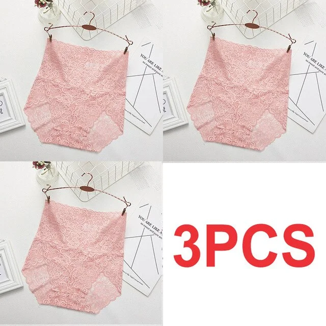 M-XXXL Women High Waist Lace Panties Sexy Underwear Women  Floral Transparent Lingerie Female Briefs Underpants Plus Size Pantys