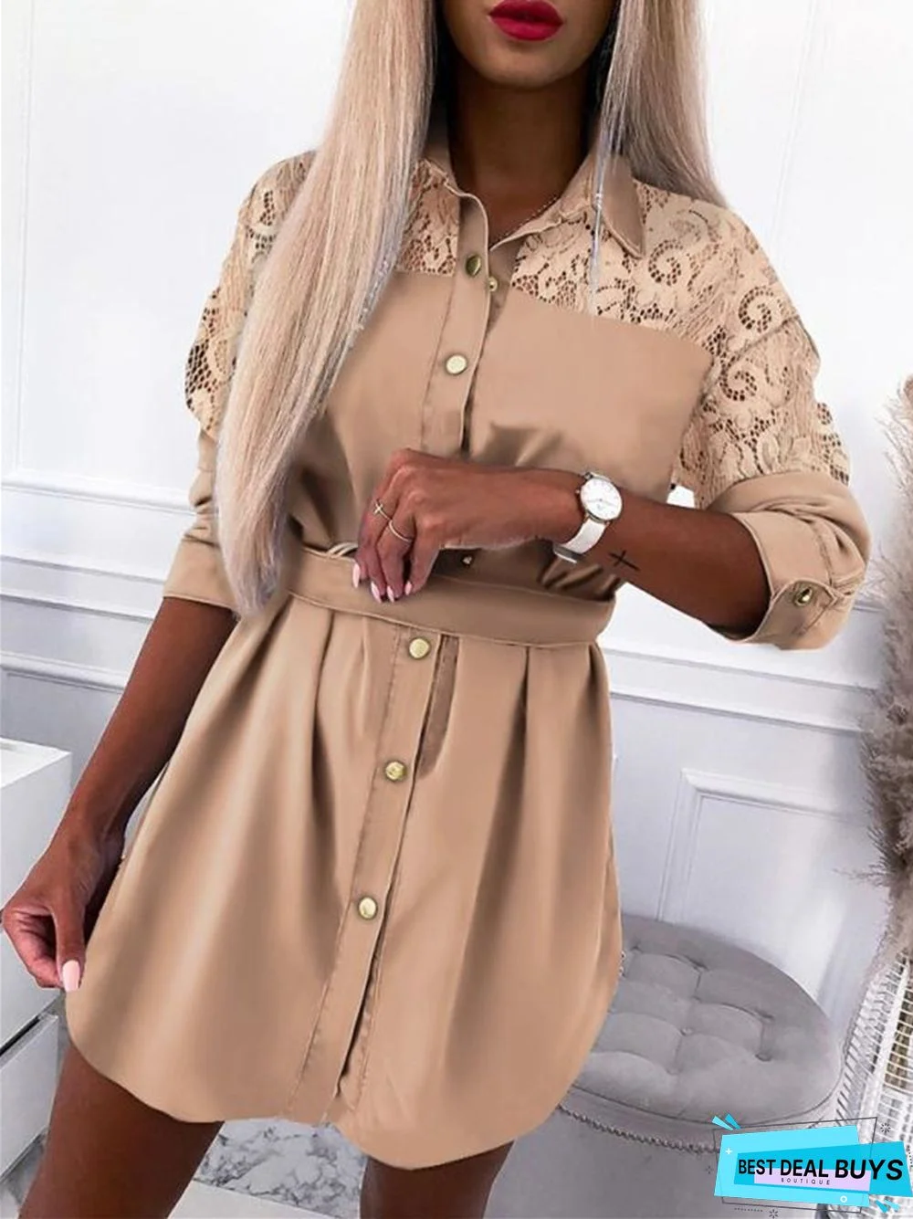 Autumn Winter New Long Sleeve Stitching Fashion Shirt Dress