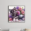 Diamond Painting -DIY Full Square Drill Cute Dog Holding Flowers(35*35CM)