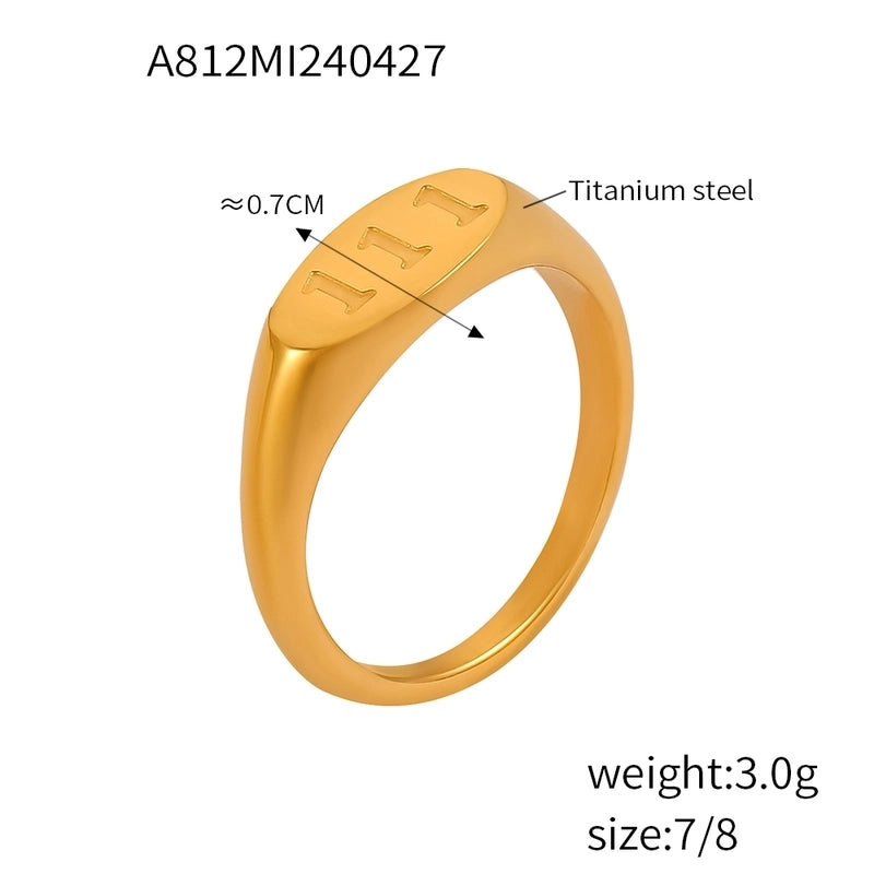304 Stainless Steel 18K Gold Plated Casual Elegant Minimalist Plating Round Number Oval Rings