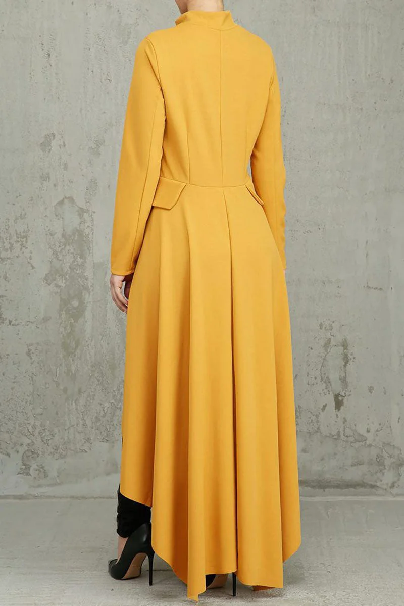 Casual Solid Split Joint Asymmetrical Zipper Irregular Dress Dresses