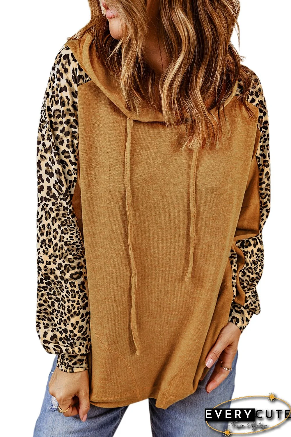 Leopard Patchwork Pullover Hoodie