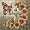 Sonnenblume Schmetterling Kreuz - runder Bohrer Diamantmalerei - 30*30cm
