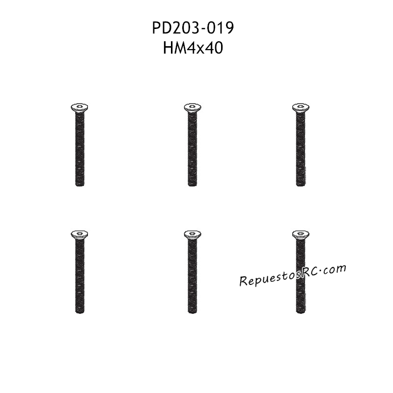 PD RACING TK10 Piezas HM4x40 Tornillo Hexagonal de Cabeza Plana PD230-019