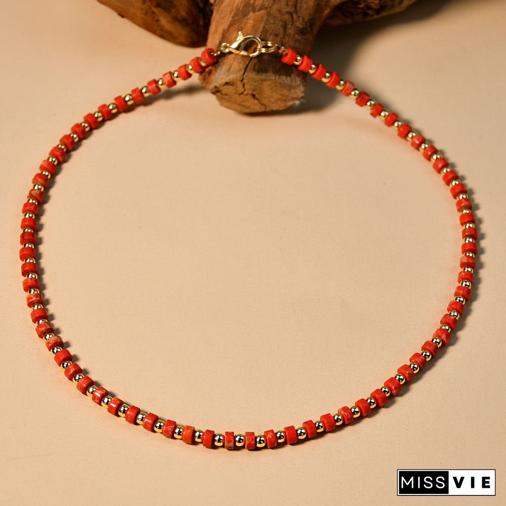 Women's Korea Vintage Semi-precious Stone Agate Bead Necklace