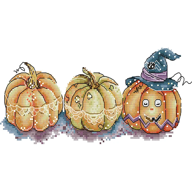 Halloween Pumpkin - Printed Cross Stitch 14CT 30*15CM