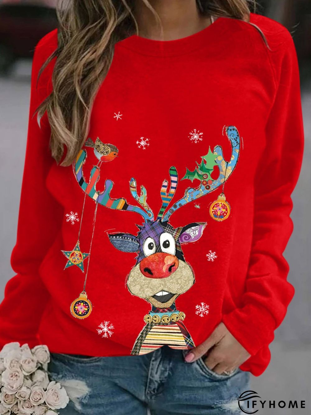 New Women Fashion Vintage Holiday Shift Casual Sweatshirt | IFYHOME