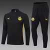 Joyfball 2024/2025 Dortmund Half-Pull Training Suit Black Jersey 1:1 Thai Quality Set