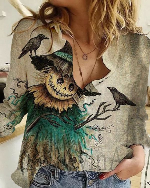 Women's Halloween Print Loose Shirt