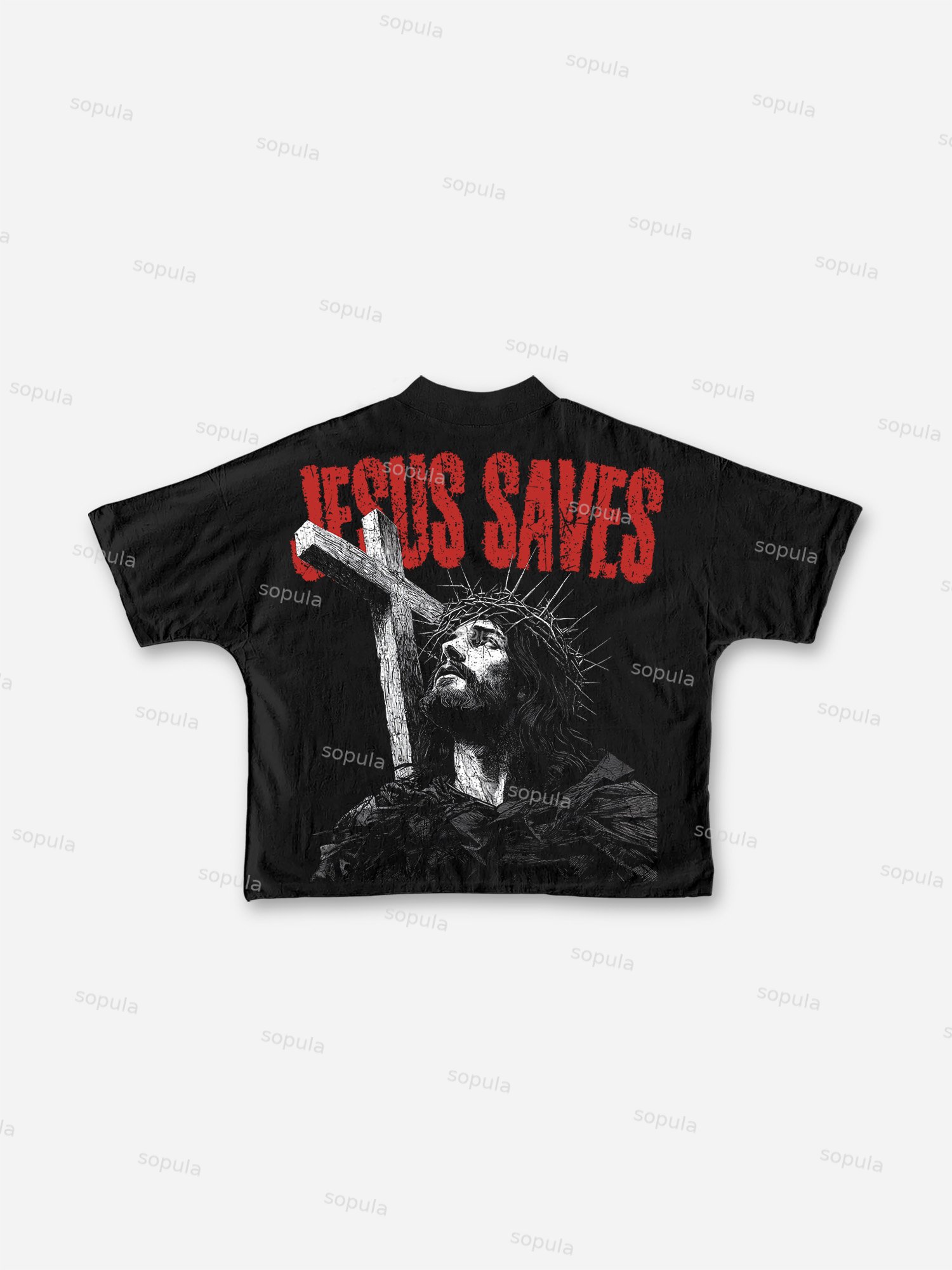 Jesus Save Graphic Print Cropped T-shirt - Sopula｜Premium Graphic Tees & Graphic Clothing