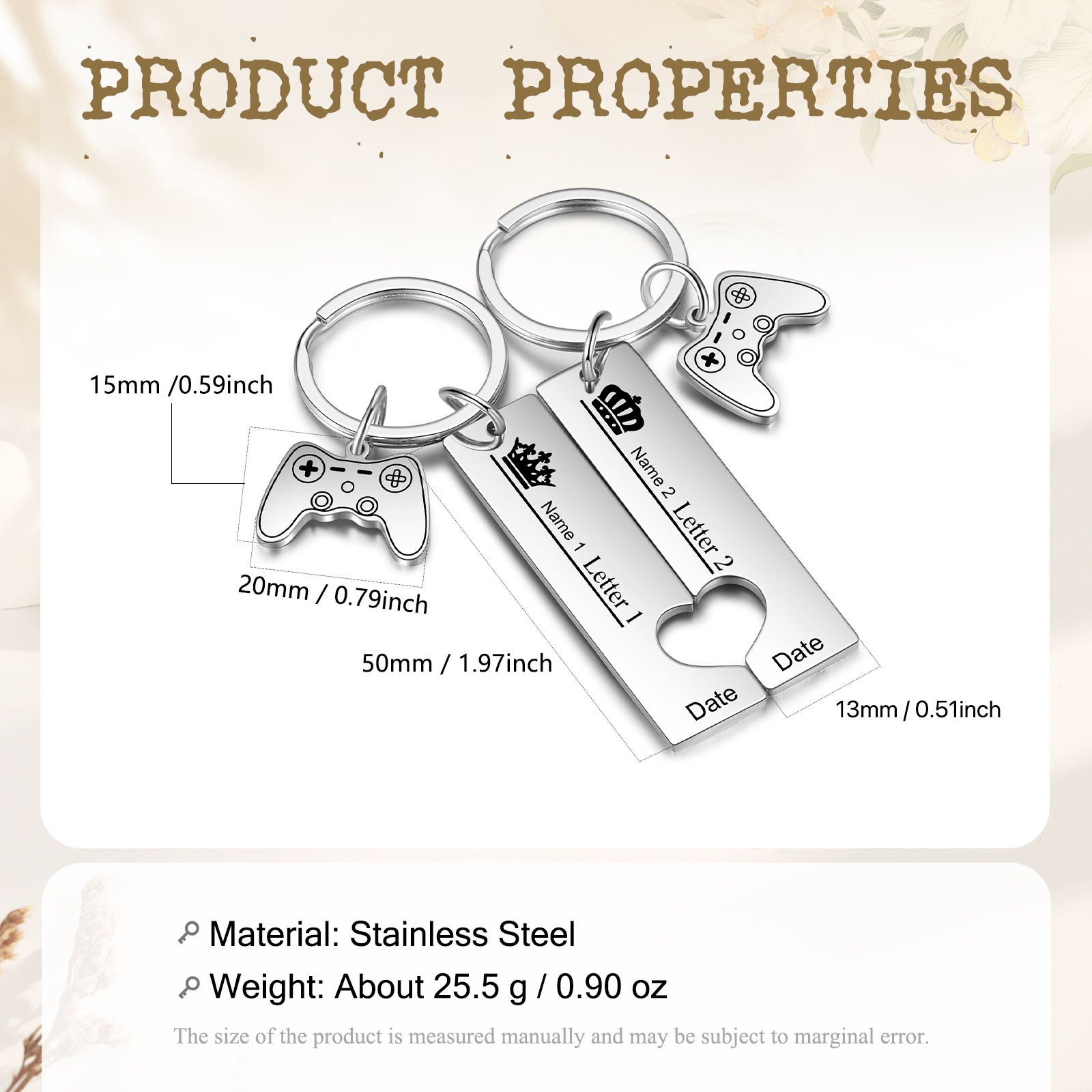 Personalised Couple Keychain Custom 2 Names & 2 Letters & Date Keyring Game Console Valentine's Day Gift for Him/Her-Jessemade AU