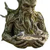 Bird Feeding Sculpture with Hidden Hang Hole Ancient Tree Bird Feeder Resin Birds Feeding Station Ornament for Patio/Backyard/Balcony