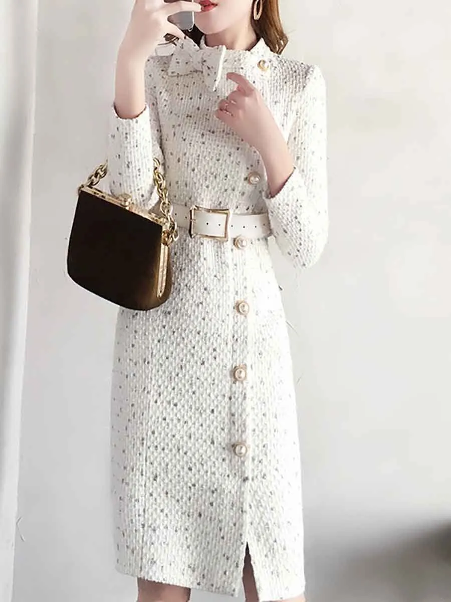 GOING WITH ELEGANCE WOVEN MIDI DRESS