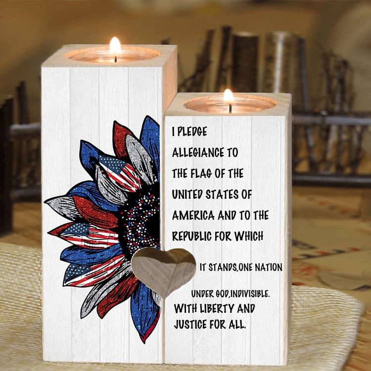 Sunflower Candle Holder，USA American Flag Pledge of Allegiance Candle Holder