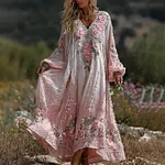 Women's Bohemian Floral Lace V-neck Maxi Dress - Image 2
