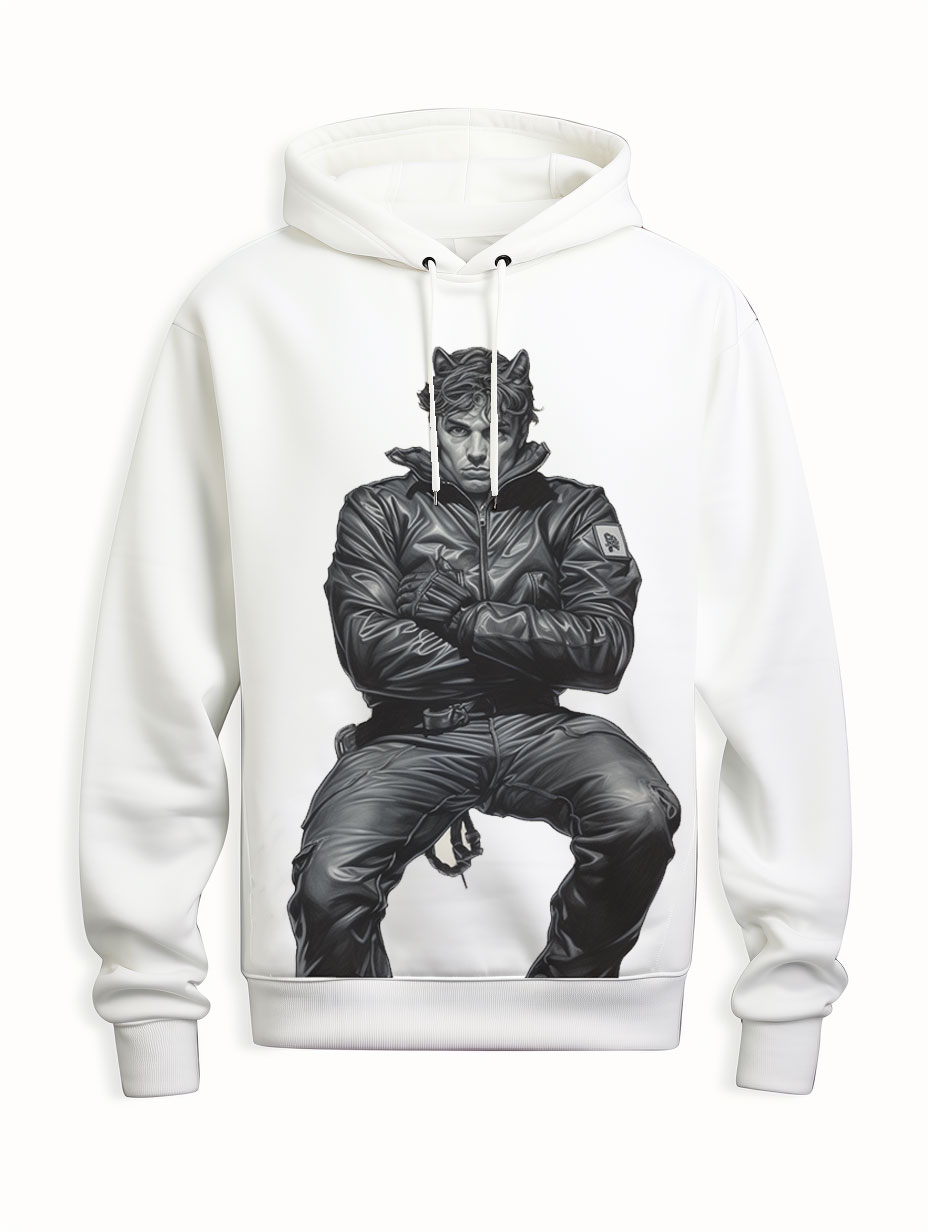 Men's Causal Long Sleeve Cat Man Hoodie