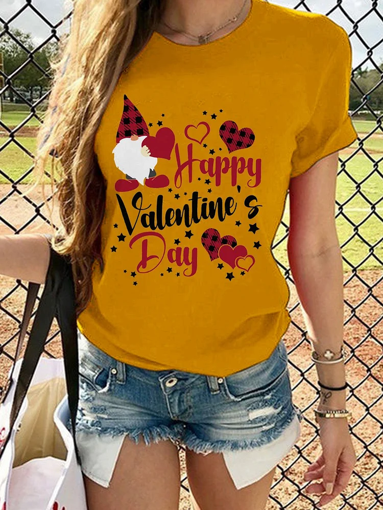 Bestdealfriday Valentine's Day Graphic Casual Short Sleeve Tee