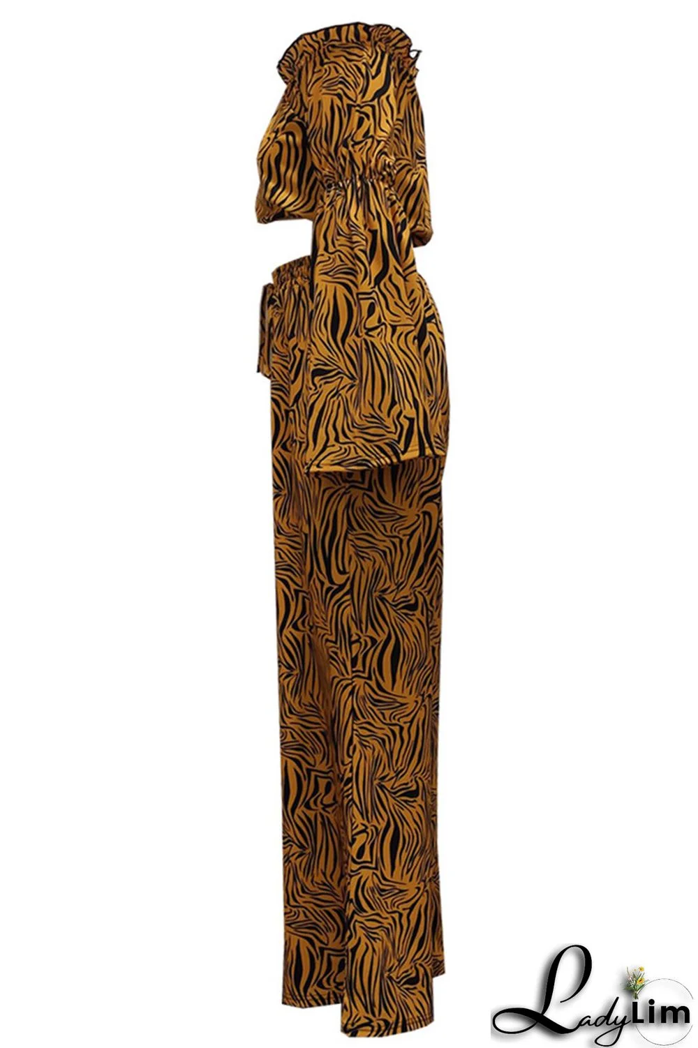 Pink Purple Fashion Casual Print Split Joint Off the Shoulder Long Sleeve Two Pieces