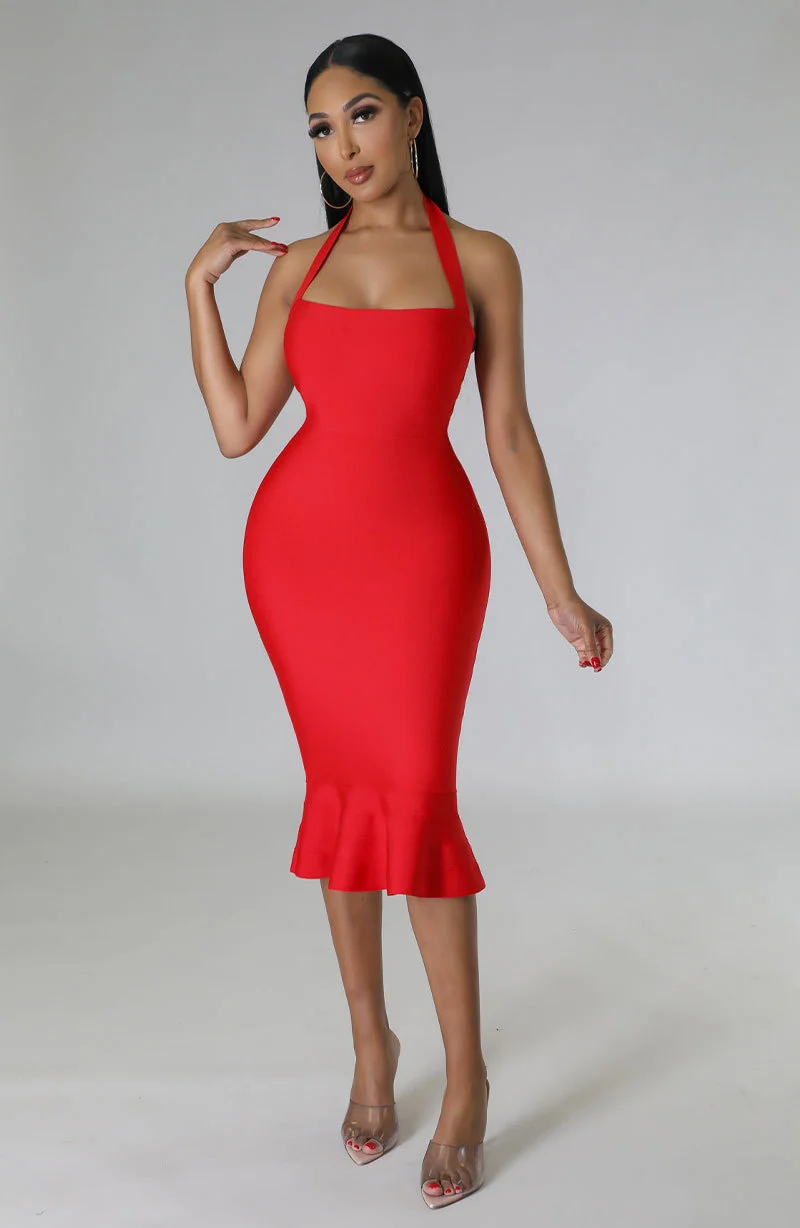 New Minimalist Halter Neck Solid Color Dress | IFYHOME