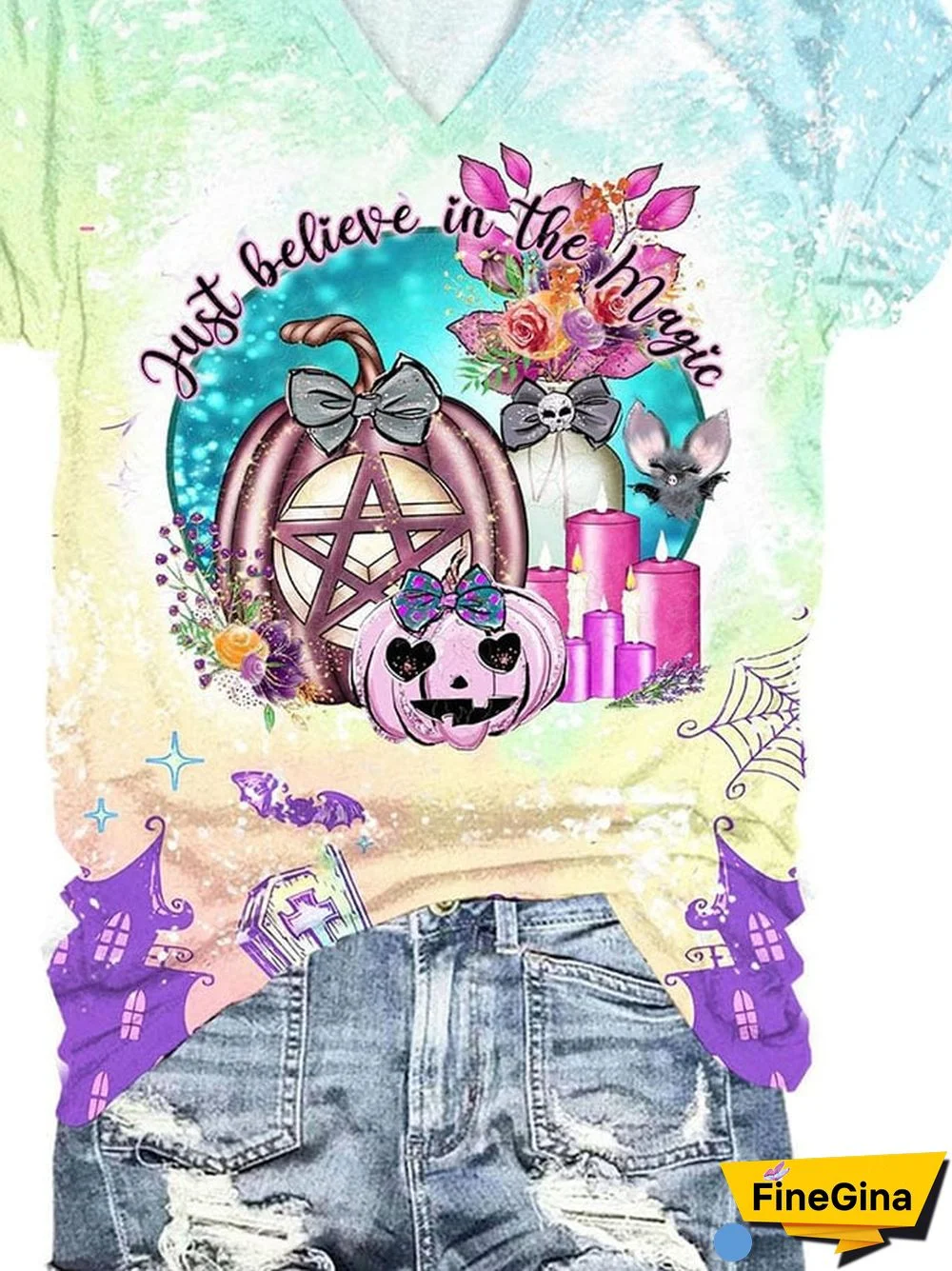 Women's Just Believe In The Magic Print Short Sleeve T-Shirt